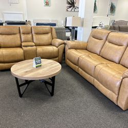 Top Grain Leather Power Reclining Sofa And Love Seat 