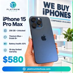 IPHONE 15 PRO MAX 256GBS UNLOCKED FOR ANY CARRIER