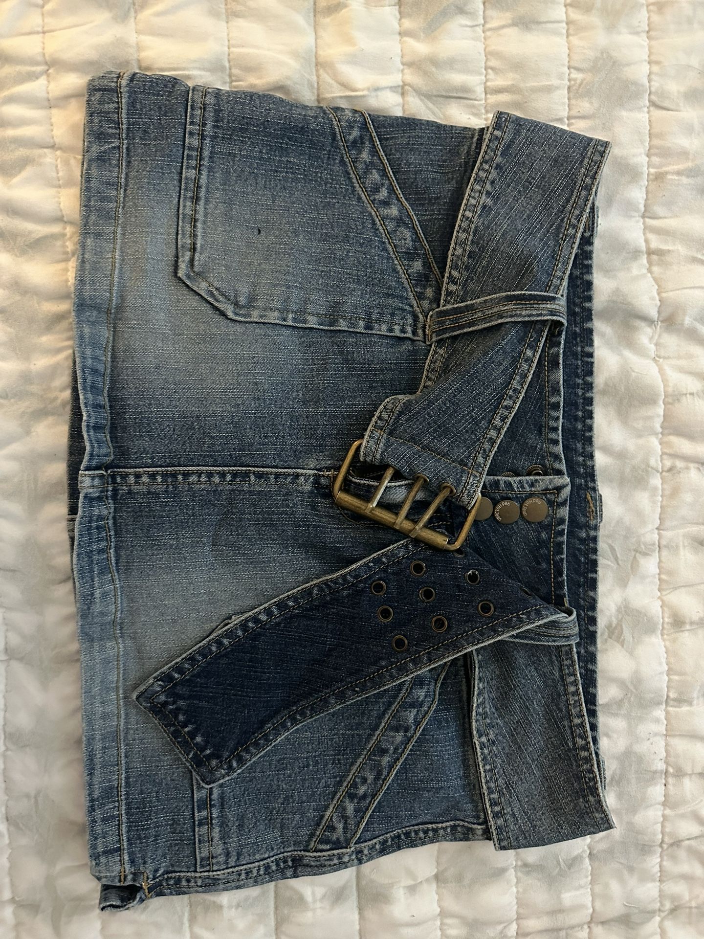 Thrifted Denim Low Waisted Skirt