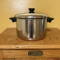 Vintage 6Qt Revere Ware Copper Bottom Stockpot With Lid.      P