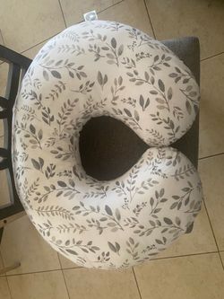 Boppy Nursing Pillow w/ Removable Cover – Gray Leaf Print