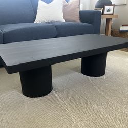 Black “Palmyra Home” brand handcrafted modern wood coffee table