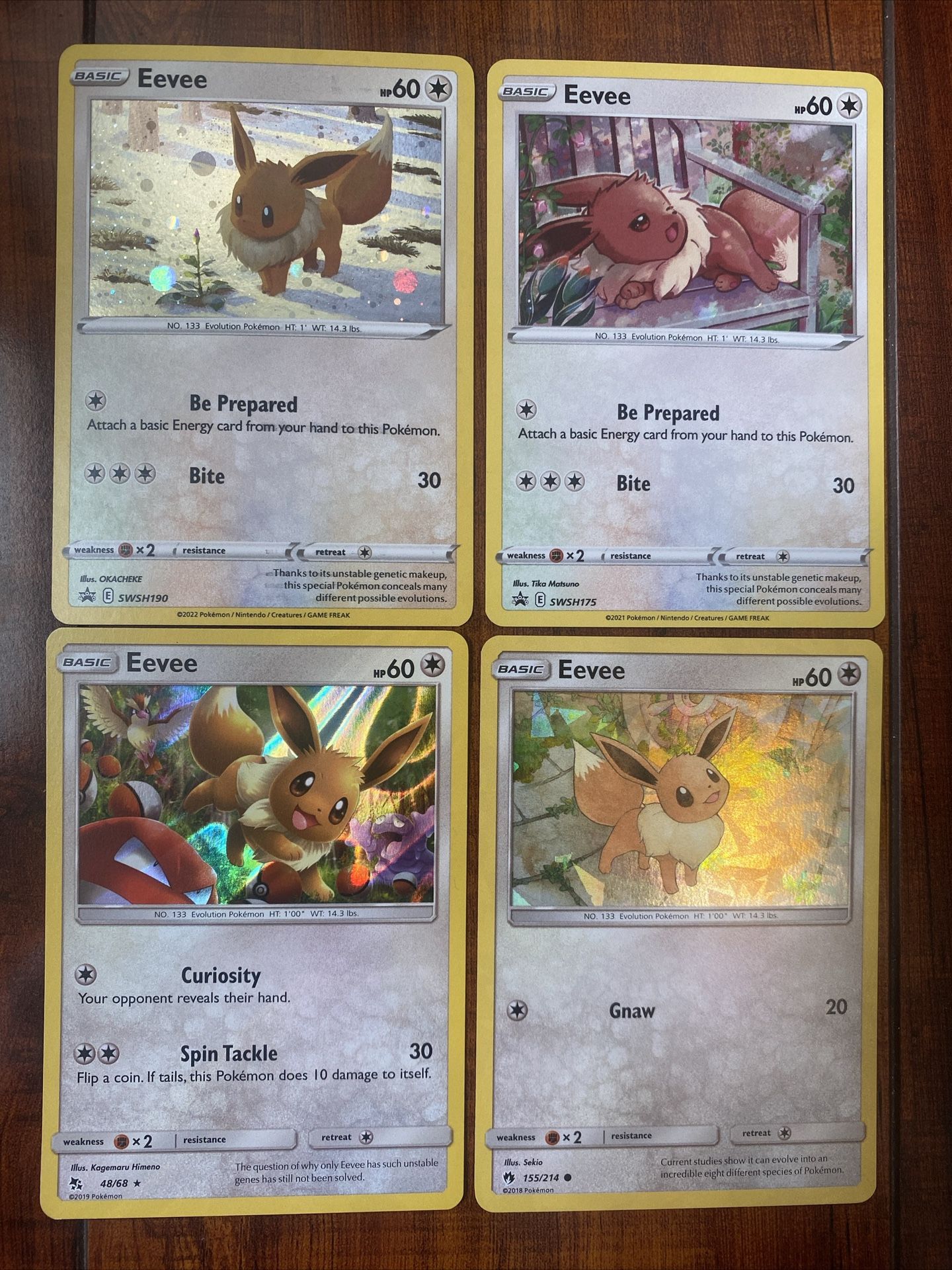 Pokemon Eevee SWSH Black Star Promo Cosmos & Regular Holo Lot of 4 NM