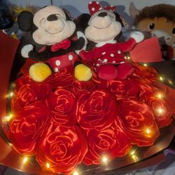 Minnie And Mickey Mouse Bouquet Ramo Valentine's Day Gift 