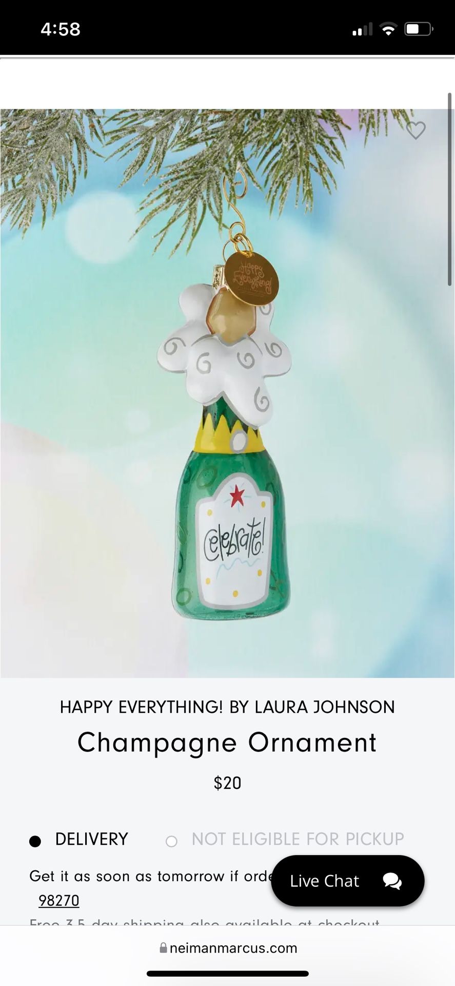 Brand New Neiman Marcus Christmas Ornament