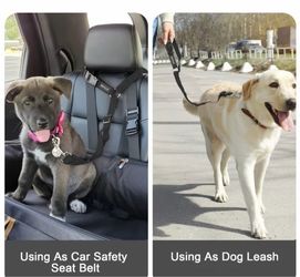 2-Pack Adjustable Pet Car Seat Belts with Locking Buckles, Washable Dog Safety Leashes. Includes Waste Bags