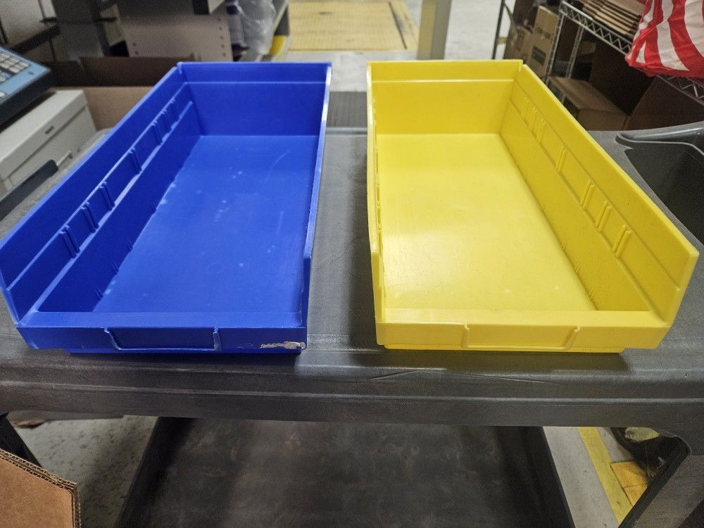 Plastic Shelf Bins 17½x8x4" Blue Or Yellow
