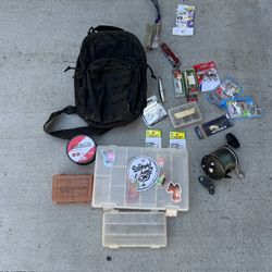 Fishing Gear Bundle Baits tackle Penn 209 Level Wind Reel Storage Boxes