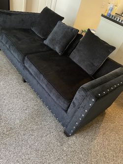 Two piece Navy Blue Sofa Set With Decorative chair to match