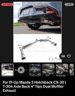 Axle back exhaust Mazda 3 hatchback/cx-30