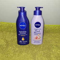 2 Nivea Lotion 16.9oz (Essentially Enriched/peach Blossom)