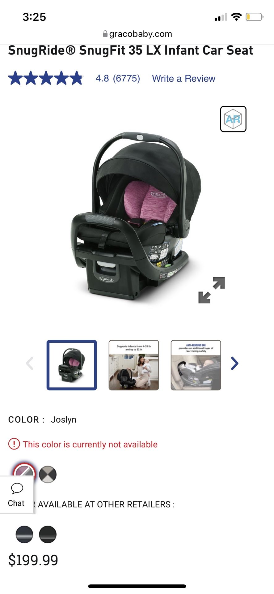 Graco Snugride snugfit 35 LX Infant car Seat (pink)