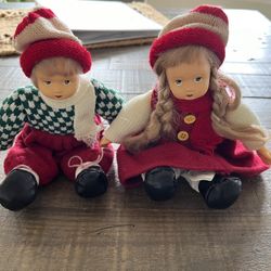Vintage  Anco Porcelain Dolls—9” Girl & Boy in