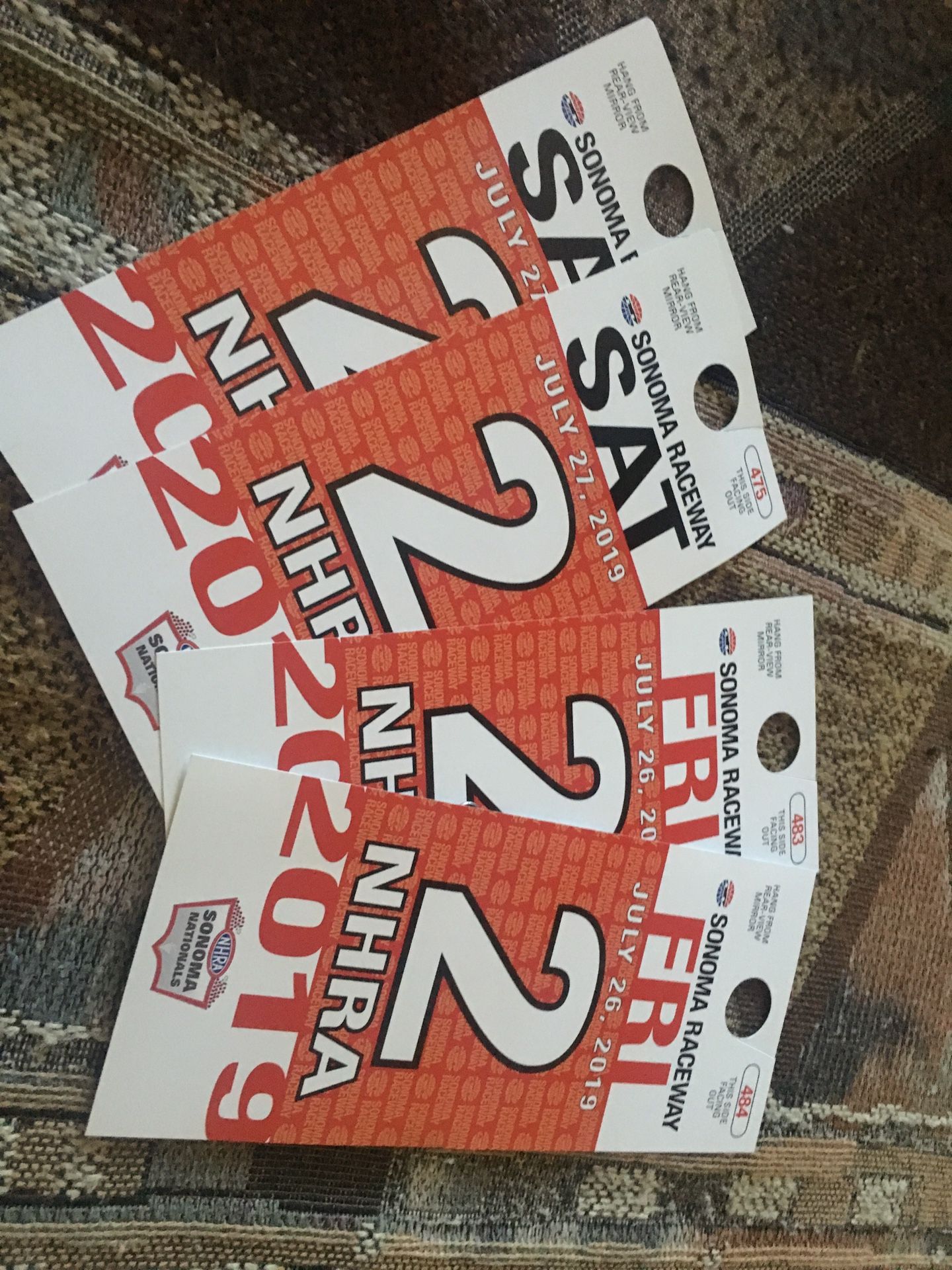 Parking tickets for Sonoma raceway July 28th