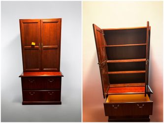 Cherry Wood Armoire Cabinet with Drawers