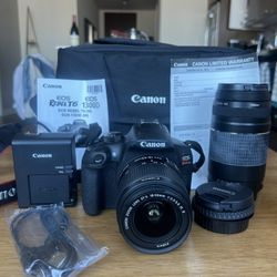 Canon EOS Rebel T6 DSLR Bundle – 2 Lenses + Bag + Charger + Manual – Excellent! 