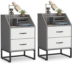 
New Modern Nightstands Drawers and Top Organizer, set of 2