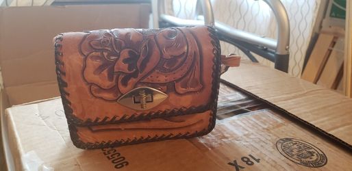 Vintage Tooled Leather Purse Roses