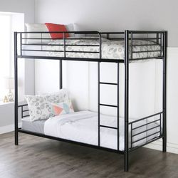 Brand New! Black Metal Twin Over Twin Bunk Bed