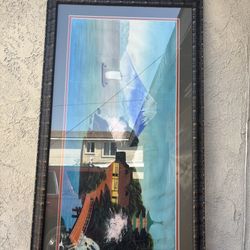 Large Framed Asian Waterfall Landscape Art – Aaron Brothers Frame