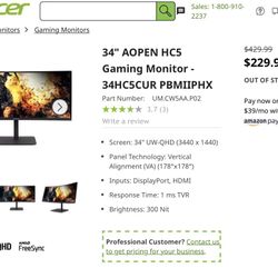 Monitor - Adjustable Monitor Arm - Clean Setup - Great Condition 