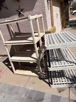 3 Plastic Storage Shelving Units – Set of 2