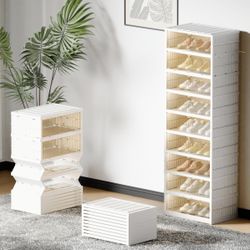 9 Tiers-18 Pairs Plastic Foldable Shoe Rack Organizer