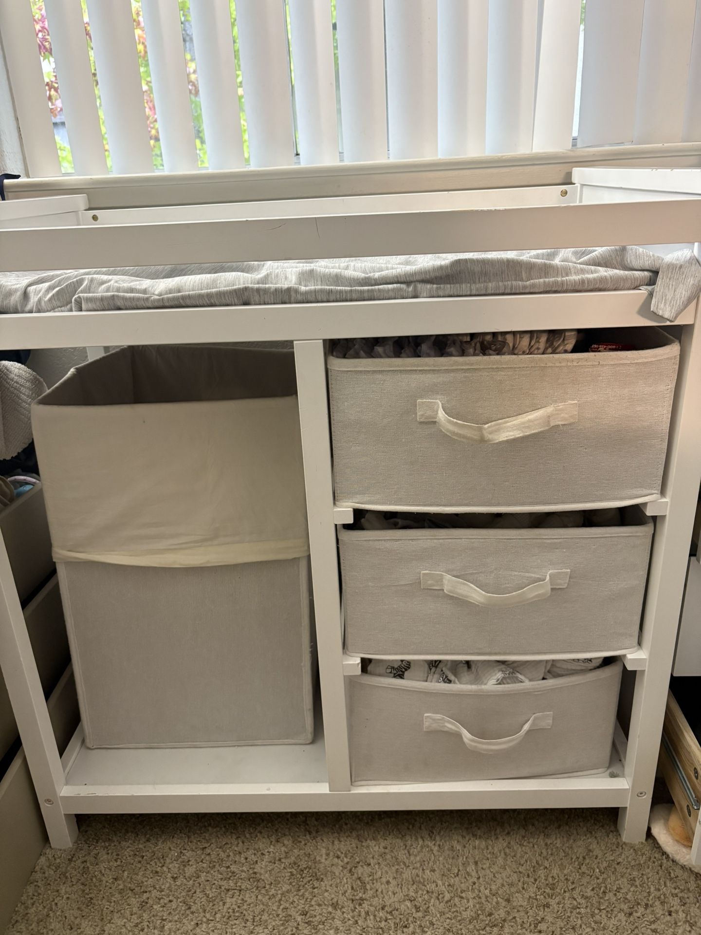 Changing Table With Hamper And Drawers