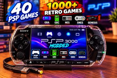 Sony PSP-3000 Black with 40 PSP Games + 1,000+ Retro Games!