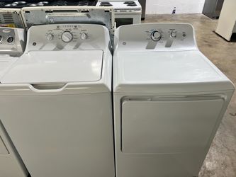 Washer and dryer GE white