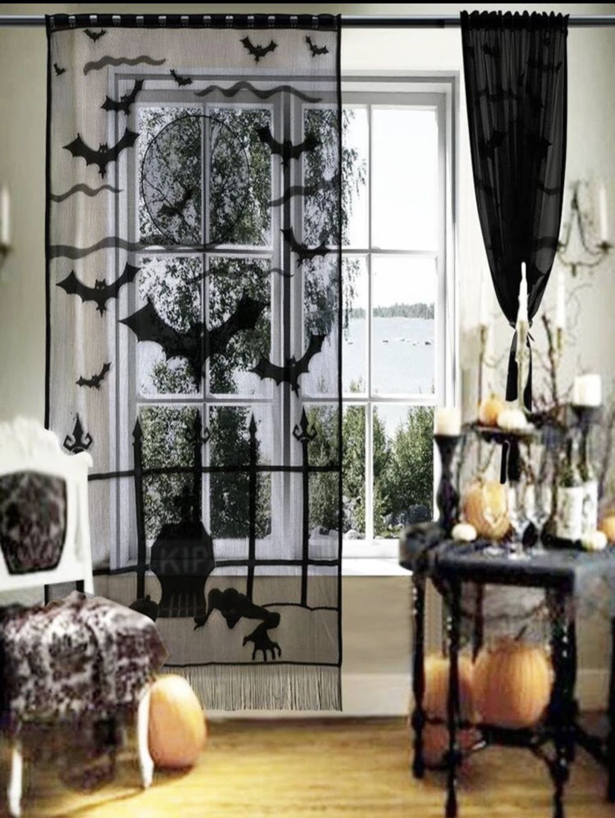 Single Halloween Bat 🦇 Background Curtain 👻