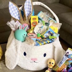 Large Jumbo Plush Easter Basket Bunny
