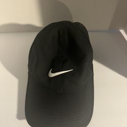 Nike Hat Cap Strap Back Adult One Size Black Featherlight Dri-Fit Poly Mesh Golf