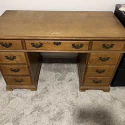  Antique Walnut Wood Desk with Dovetail Drawers