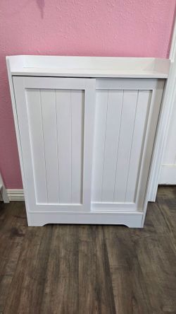 Bathroom floor storage Cabinet white