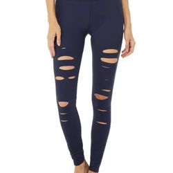 Alo Yoga, High-Waist Ripped Warrior Legging, Navy Blue,Size M for Sale in  San Jose, CA - OfferUp