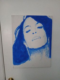 Original Aaliyah Blue Monochrome Portrait Painting