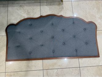 Baxton Studio Queen Upholstered Headboard - Gray/Walnut (Panel Only)