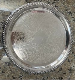 SHERIDAN, Metal dish with silver coating, printing on the back