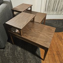 Vintage Pair Of MCM Mersman Walnut Finish Step End Tables