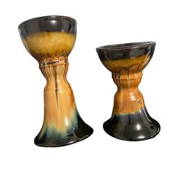 Vintage Boho Drip Glaze Ceramic Candlesticks Set of 2