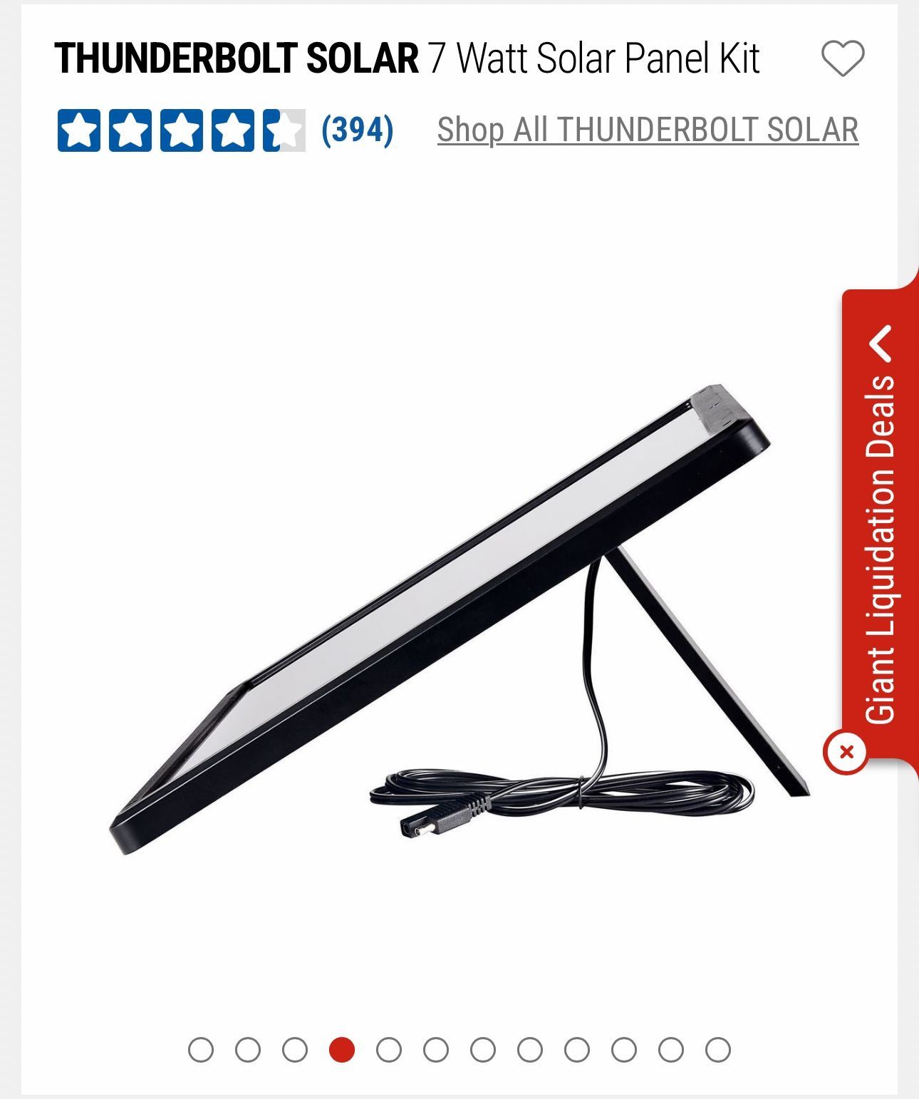 Thunderbolt Magnum 7 Watt 18v Solar Panel Kit Charges 12v Battery Tablet Cell