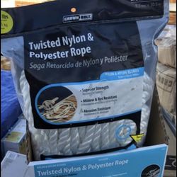 3 Pack Twisted Nylon  Polyester Rope 100 Feets Crown Bolt 278 Lbs 3/8 Inch New White Retail Price Each $49  Here Only  $35 Eqch Price For All 3 $100 r