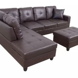 Espresso Couch with ottoman 