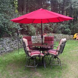 Red Patio Umbrella With base