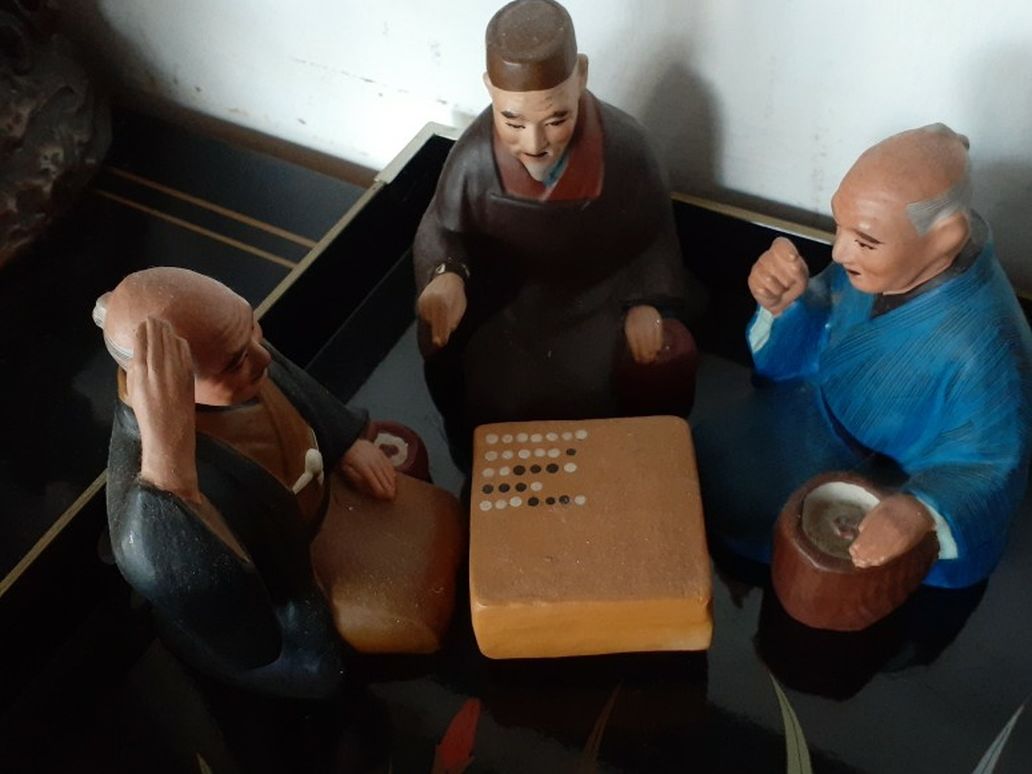 Antique Chinese GO Player Figures Set