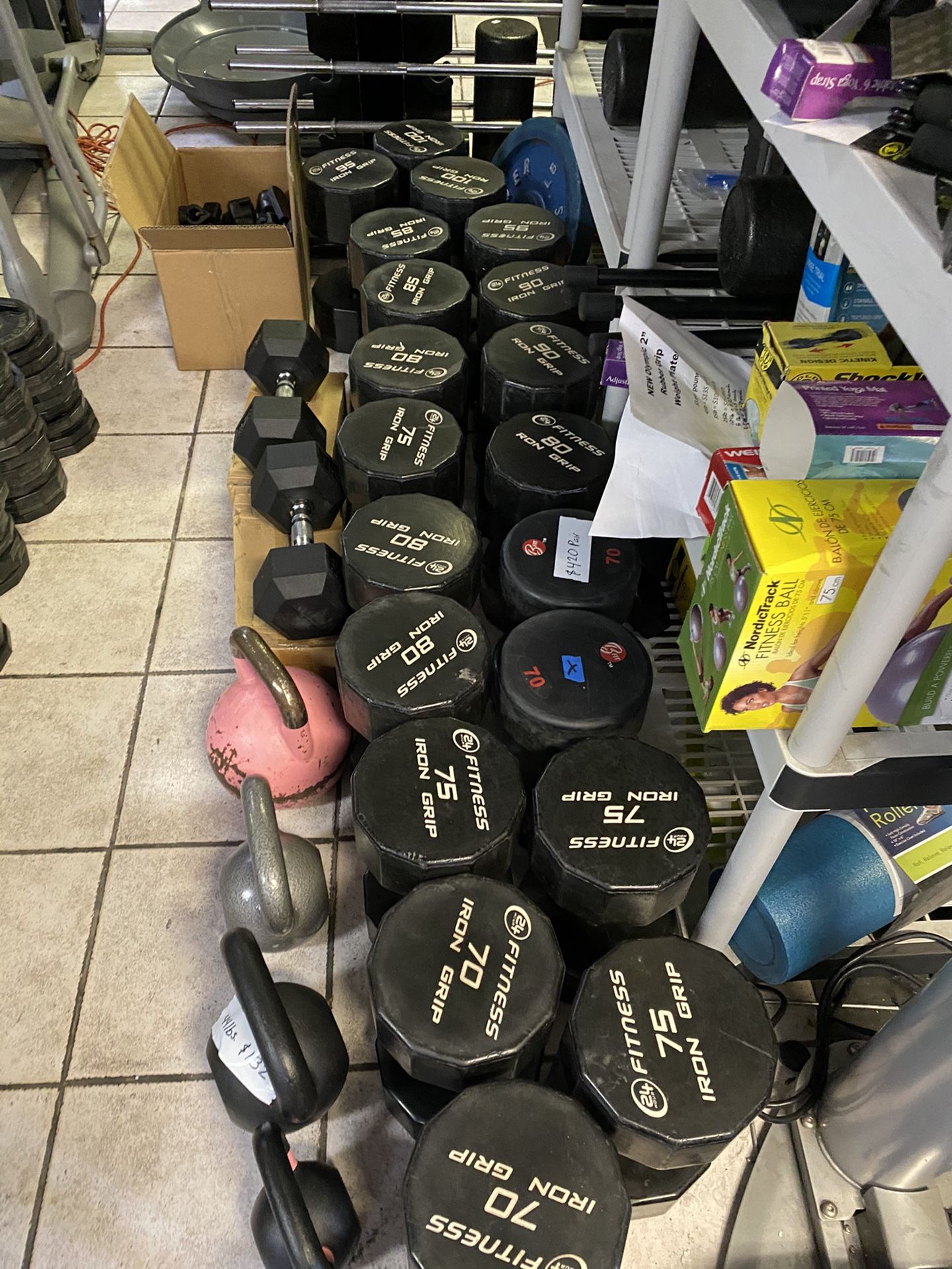 Iron Grip Urethane Dumbbells HEAVY from 24HR Fitness 70-100 LBS