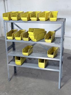 Shelf Bin Organizer - 36 x 12 x 39" with 4 x 11 x 4" Yellow Bins
