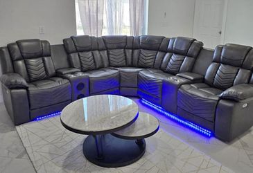 New sectional with led in box available in black, white and gray $39 down no credit needed