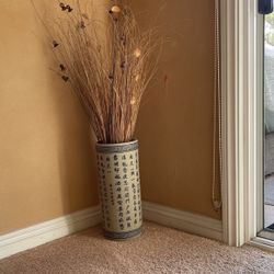 Ceramic Vase With Dry Decor Flowers/Sticks